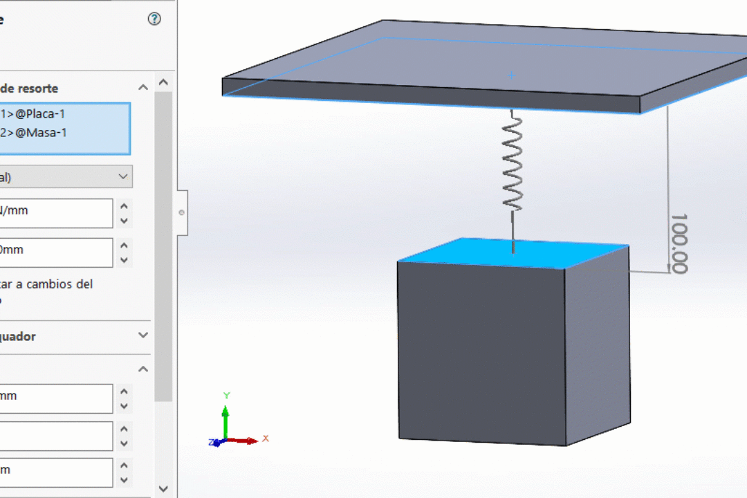 Uso de resortes en SOLIDWORKS Motion.