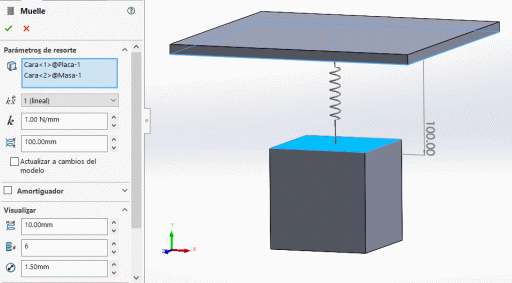 Uso de resortes en SOLIDWORKS Motion.