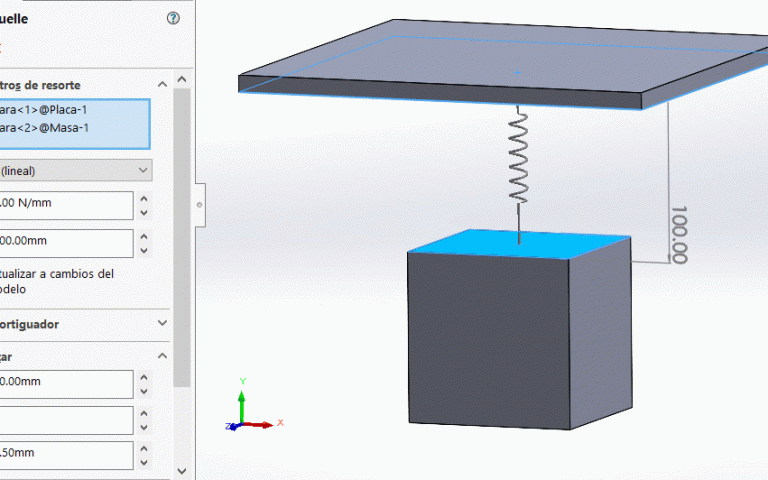 Uso de resortes en SOLIDWORKS Motion.