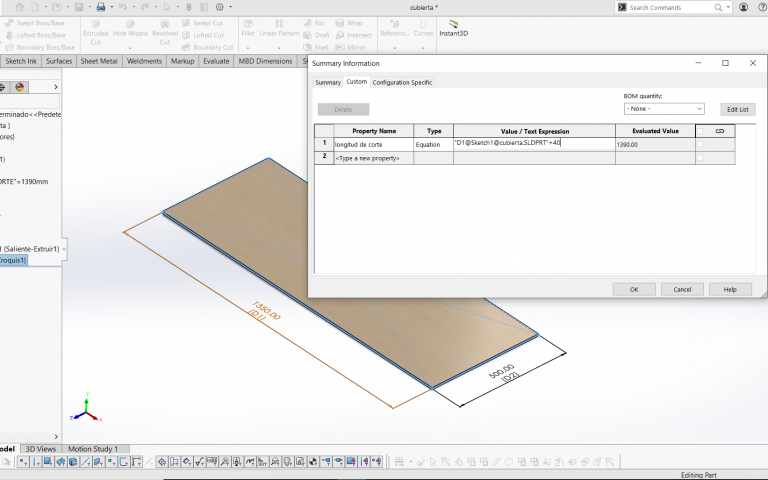 Ecuaciones en las propiedades personalizadas