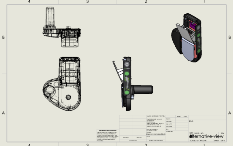 Dibujo de vista alterna con forma deformada