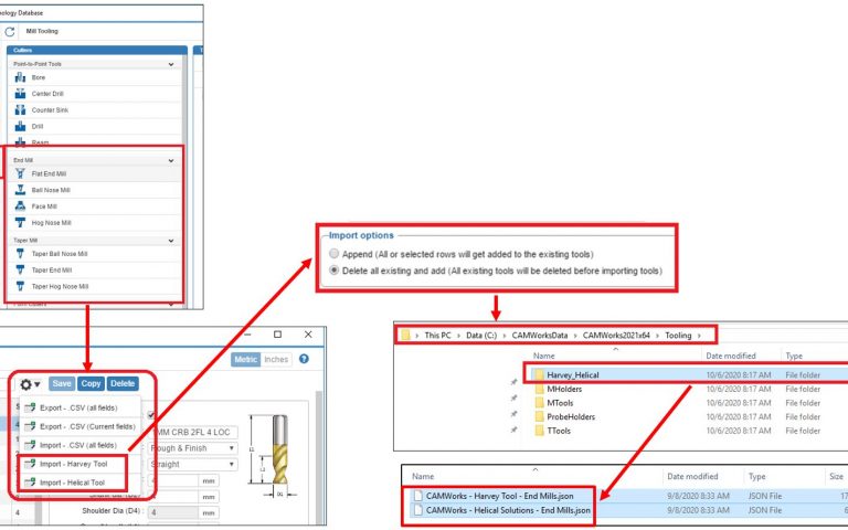 Novedades de CAMWorks 2021: Nueva funcionalidad para exportar e importar datos de herramientas