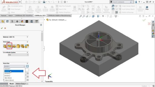 Novedades de CAMWorks 2021; Nueva funcionalidad para definir el bloque de material.