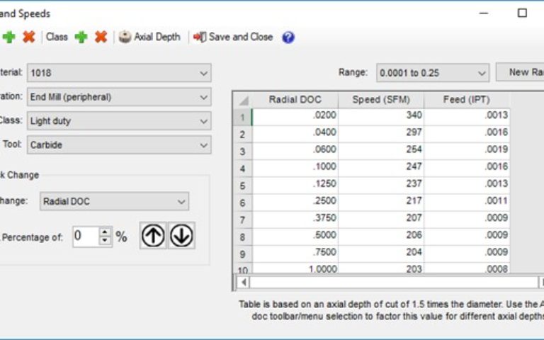 Novedades de CAMWorks 2021: Nueva versión mejorada para la librería de materiales (Feed & Speed), ahora con un motor para la base de datos basado en SQL .