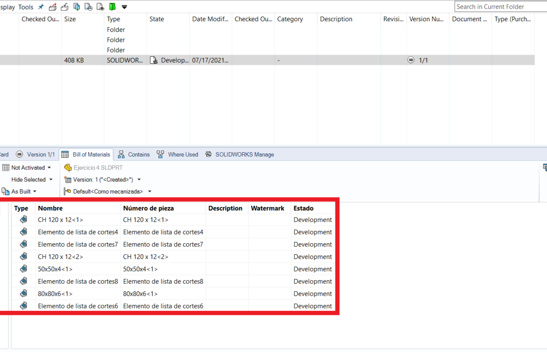 What´s New SOLIDWORKS PDM 2021: Listados de corte