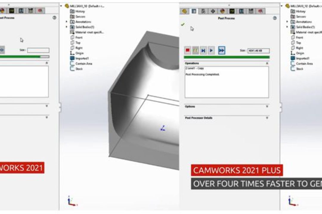 CAMWorks 2021Plus: funcionalidades para trabajar con diferentes bases de datos, nuevas opciones en los filtros de selección de herramientas y  mejora en el rendimiento que disminuye considerablemente el tiempo de generación de Código G&M.